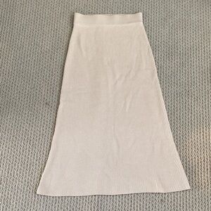 Sezane Cream Ribbed A-Line Skirt